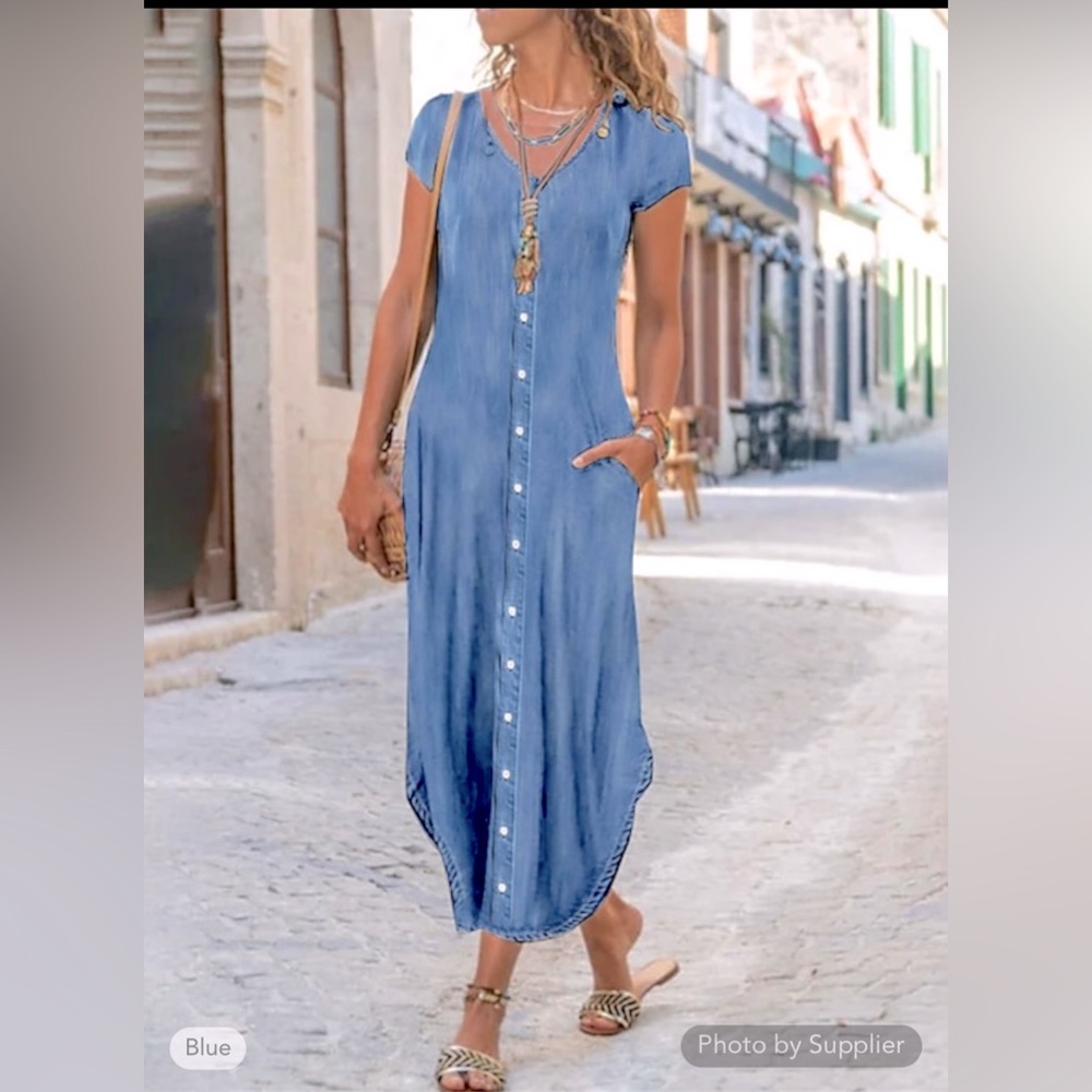 Light in the Box denim shirt dress S NWT 195